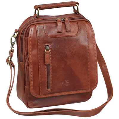 Mancini Arizona Leather Large Crossbody Bag - Cognac