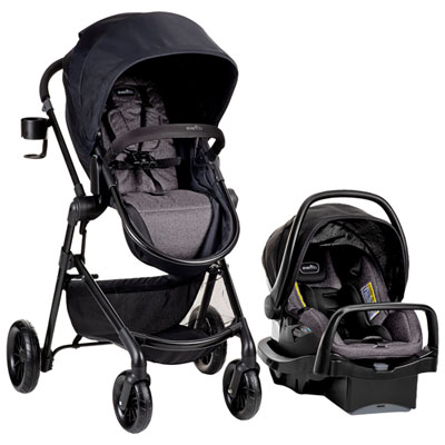 Image of Evenflo Pivot Modular Travel System w/ LiteMax Infant Car Seat with Anti-Rebound Bar - Casual Grey