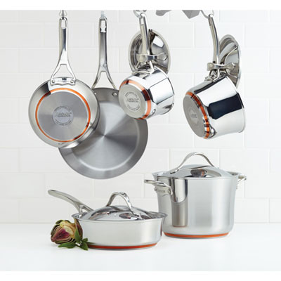 Image of Anolon Nouvelle 10-Piece Stainless Steel Cookware Set - Silver