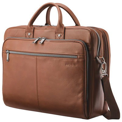 Image of Samsonite Classic Leather 15.6   Laptop Messenger Bag - Cognac