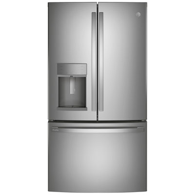 GE Profile 36" 22.2 Cu. Ft. French Door Refrigerator w/ Water & Ice Dispenser (PYD22KYNFS) - Stainless Compact counter depth GE fridge