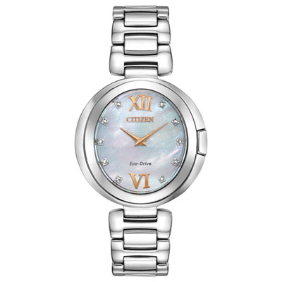 Image of Citizen Capella Eco-Drive Watch 34mm Women's Watch - Silver-Tone Case, Bracelet & Silver-White Dial