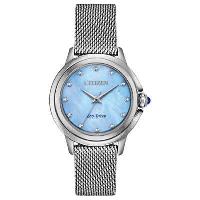 Image of Citizen Ceci Eco-Drive Watch 32mm Women's Watch - Silver-Tone Case, Bracelet & Blue Dial
