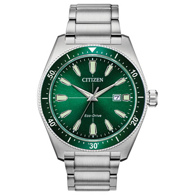 Image of Citizen Brycen Eco-Drive Watch 43mm Men's Watch - Silver-Tone Case, Bracelet & Green Dial
