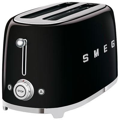 Smeg 50's Style Retro Long Slot Toaster - 4-Slice - Black