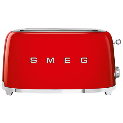 Smeg 50's Style Retro Long Slot Toaster - 4-Slice - Red 