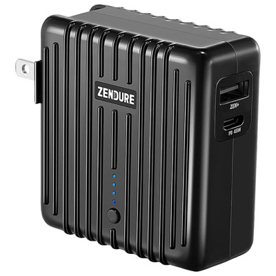 Image of Zendure MIX GO 2-in-1 2-Port USB-A/USB-C Wall Charger & 5000mAh Power Bank - Black
