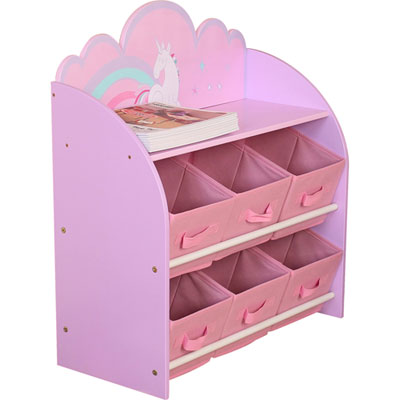 Image of Unicorn 6-Bin Toy Organizer - Pink
