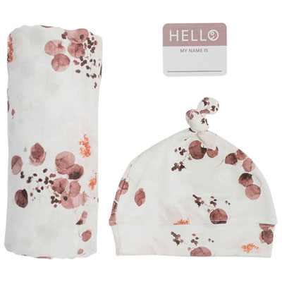 Image of Lulujo Hello World Bamboo Swaddle & Hat - 0 to 4 Months - Eucalyptus