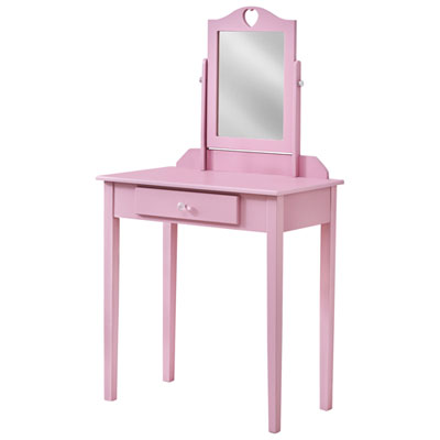 Image of Monarch Contemporary Vanity Set with Mirror - Pink