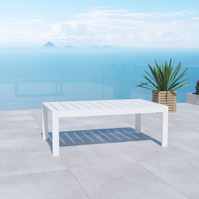 Portofino Contemporary Rectangular Outdoor Coffee Table - White