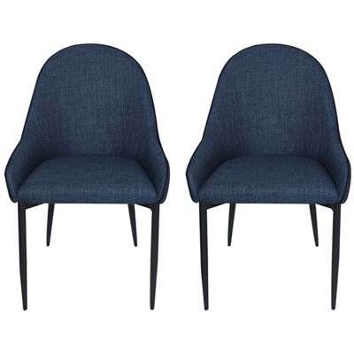 Image of Lapis Modern Fabric Dining Chair - Set of 2 - Dark Blue