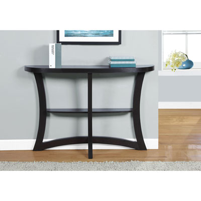 Monarch Contemporary Rectangular Console Table with Half Moon Shape - Cappuccino