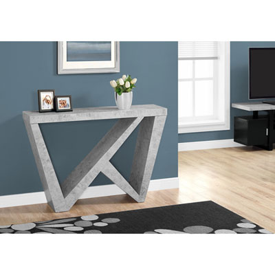 Image of Monarch Contemporary Rectangular Console Table with Asymmetrical Base - Grey