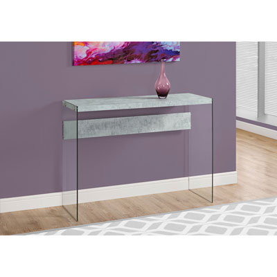 Image of Monarch Modern Rectangular Side Console Table - Grey Cement/Glass