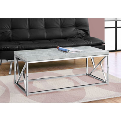 Image of Monarch Modern Rectangular Coffee Table with Cement-Look Table Top - Grey