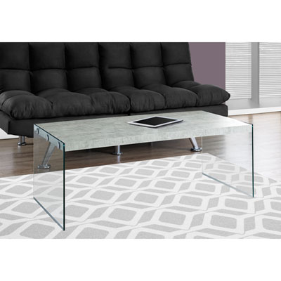 Image of Monarch Modern Rectangular Coffee Table with Tempered Glass Side - Grey