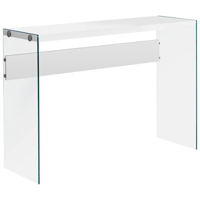 Image of Monarch Modern Rectangular Glass Side Console Table - White