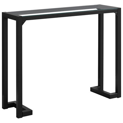 Image of Monarch Modern Rectangular Glass Top Console Accent Table - Black