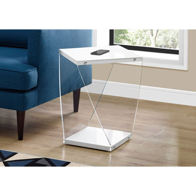 Image of Monarch Twisted Modern Rectangular Acrylic End Table - White/Clear
