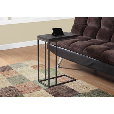 Image of Monarch Modern Rectangular C-Shape End Table - Cappuccino/Bronze
