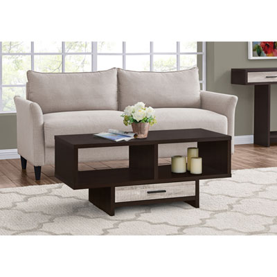 Monarch Modern Rectangular Coffee Table With Drawer - Cappuccino