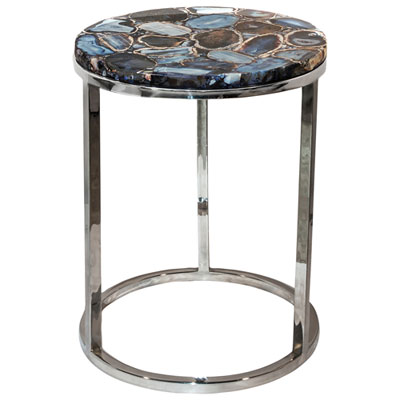 Image of Shimmer Agate Contemporary Accent Table - Silver