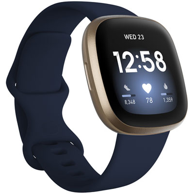 Fitbit Versa 3 Smartwatch with Voice Assistant, GPS & 24/7 Heart Rate - Midnight