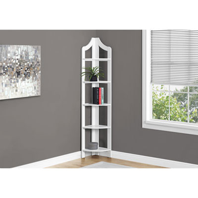 Image of Monarch 71   5-Shelf Corner Bookcase - White