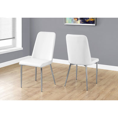 Retro Contemporary Faux Leather Dining Chair - Set of 2 - White
