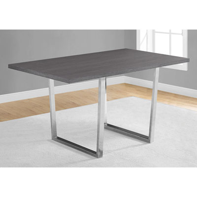 Contemporary U-Leg 4-Seat Rectangular Dining Table - Dark Grey/Chrome