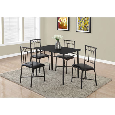 Image of Contemporary 5-Piece Casual Dining Set - Black