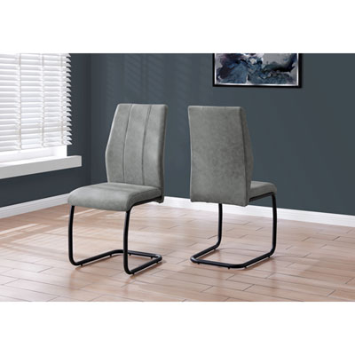 Monarch Contemporary Black Metal Dining Chair - Set of 2 - Grey