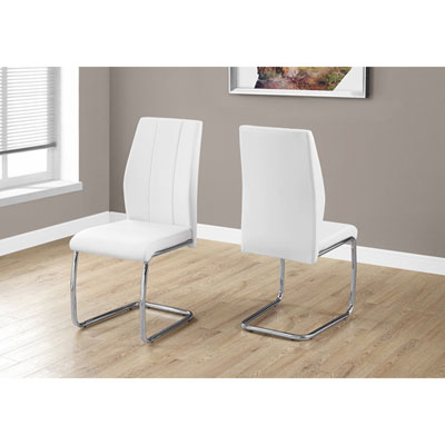 U-Leg Contemporary Faux Leather Dining Chair - Set of 2 - White/Silver