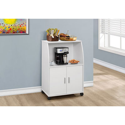 Image of Monarch Traditional Mobile Kitchen Cart with Double Door Storage - White