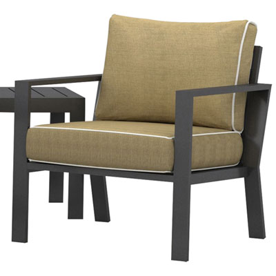 Image of Portofino Powder Coated Aluminum Patio Arm Chair - Grey/Beige