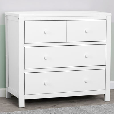 Delta Children Cambridge Modern 3-Drawer Kids Dresser - Bianca White