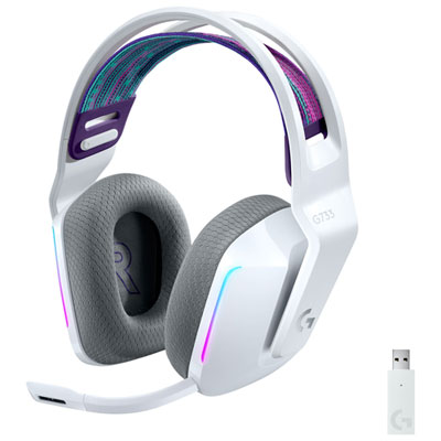 Logitech G733 LIGHTSPEED RGB Wireless Gaming Headset - White Removable mic and customizable LED lights