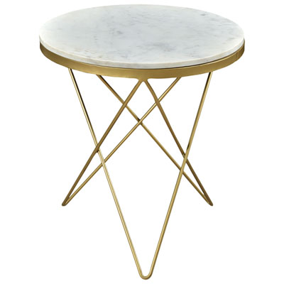 Image of Haley Contemporary Round Side Table - White/Gold