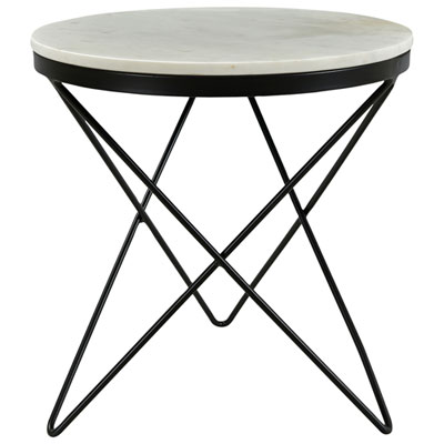 Image of Haley Contemporary Round Side Table - White/Black