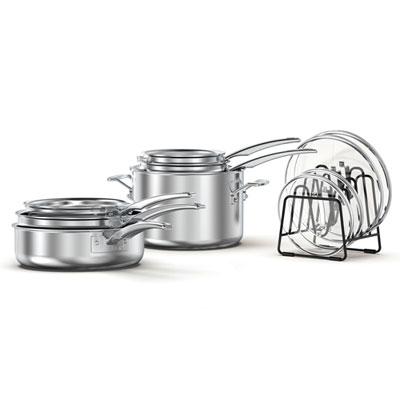 Image of Cuisinart Nesting 11-Piece Stainless Steel Cookware Set - Silver
