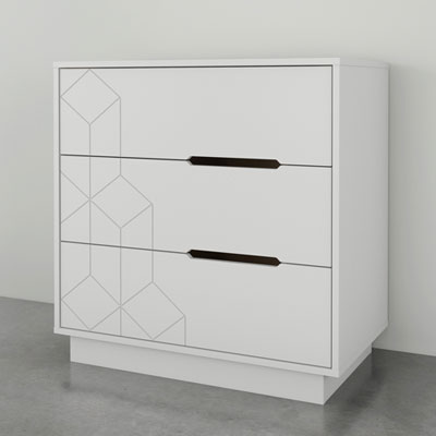Image of Nexera Geometric Modern 3-Drawer Dresser - White