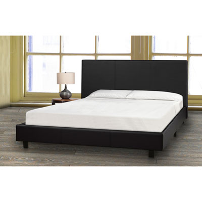 Image of Brassex Modern Upholstered Platform Bed with Bonnell Coil Mattress - Queen - Black