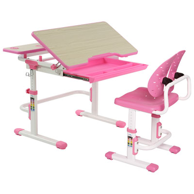 Image of TygerClaw Adjustable Height Childrens Desk with Storage (TYDS140052) - Pink