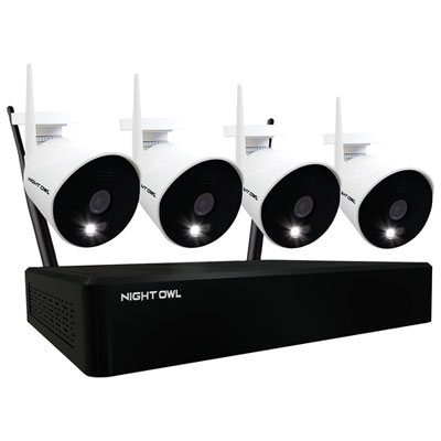 Image of Night Owl Semi-Wireless 10-CH 1TB NVR Security System with 4 Bullet 1080p FHD Cameras - Black/White