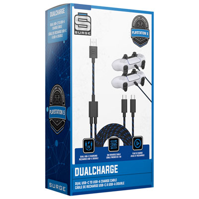 Câble De Chargement Double Usb-C Pour Manette De Ps5 De Surge