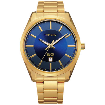 Image of Citizen Quartz Watch 42mm Men's Watch - Gold-Tone Case, Bracelet & Blue Dial
