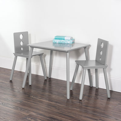 Image of Forever Eclectic Cirque 3-Piece Kids Table & Chair Set - Cool Grey