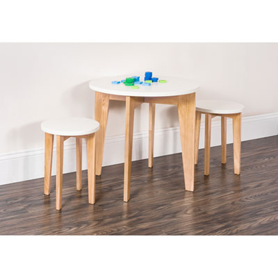 Image of Forever Eclectic Geo 3-Piece Kids Table & Stool Set - White/Natural