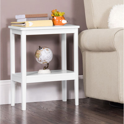 Image of Forever Eclectic Folio Traditional Rectangular Side Table - Matte White